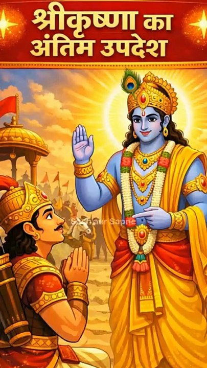 श्रीकृष्ण ने अर्जुन से कही आख़िरी बात… जिसने युद्ध का परिणाम बदल दिया 😱⚔️ #krishna