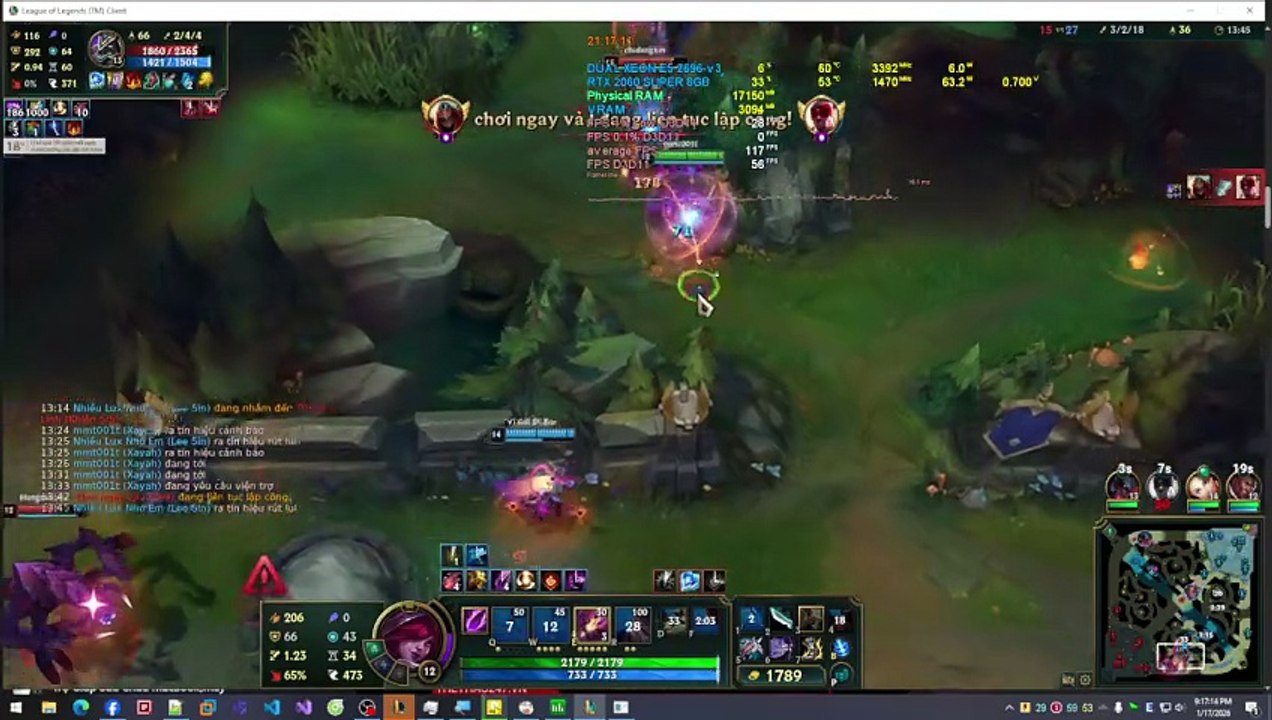 FULL HD - Win 10 Pro for Workstations - E5 2696v3 36 cores 72 threads - RTX 2060 super 8GB - RAM 64 GB - League of Legends