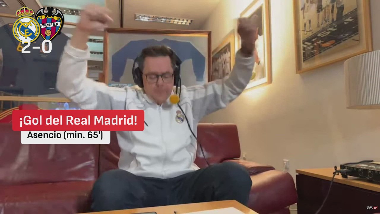 Este sí que lo festejó por todo lo alto: la reacción de Roncero al golazo de Asencio para el Real Madrid 2-0 Levante