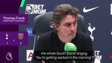 Frank responds to 'you're being sacked in the morning' chants after West Ham defeat
