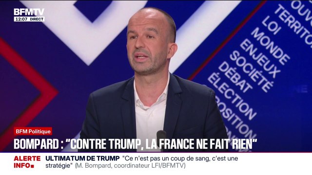 La France et l'Union européenne ont donné une autorisation à Donald Trump de nous menacer , déclare Manuel Bompard, qui déplore une soumission face aux États-Unis