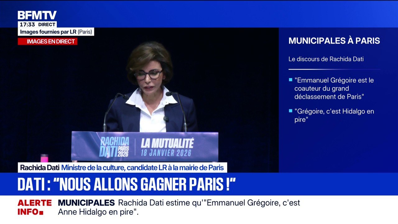Élection municipale: "Nous allons gagner Paris !", déclare Rachida Dati, ministre de la Culture et candidate LR à la mairie de Paris