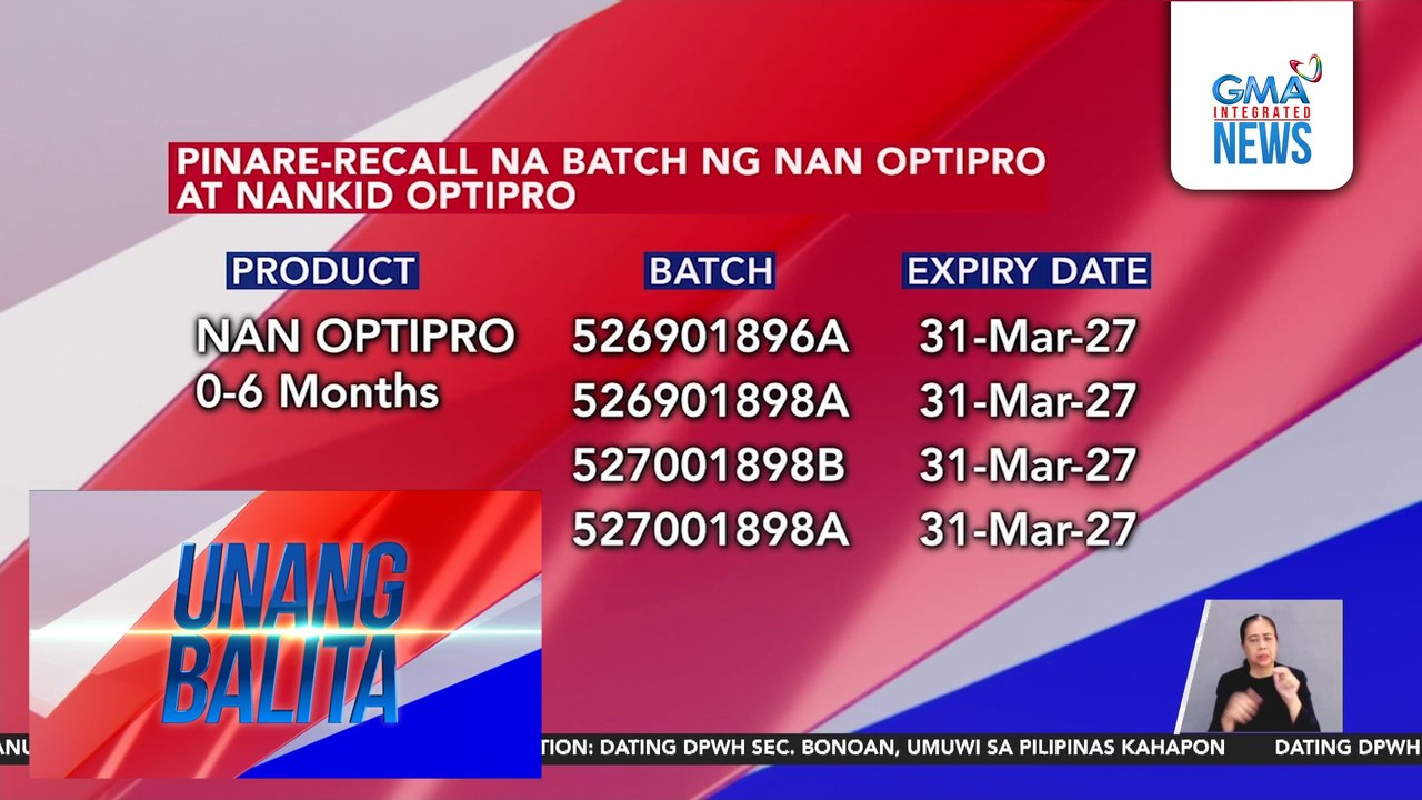 Mga report ng health concerns tungkol sa mga nakainom ng ni-recall na batch ng infant formula, iniimbestigahan ng FDA | Unang Balita