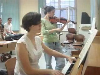 Sisters playing Violin and Clavier
