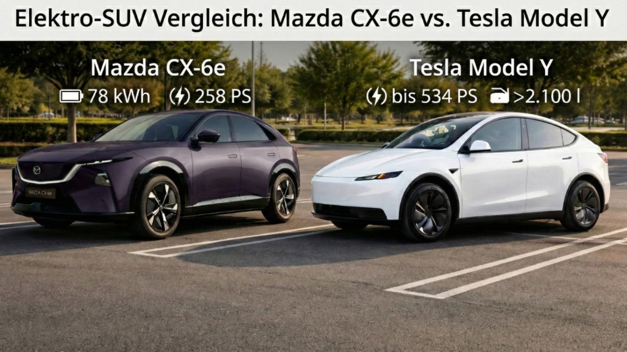 Mazda CX-6e 2026 gegen Tesla Model Y Performance – Duell der Stromer