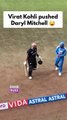 Fans can’t stop laughing as Virat Kohli gives Daryl Mitchell a gentle push during the IND vs NZ match