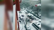 Esenyurt'ta ilginç manzaralar: Yollar buz pistine döndü!