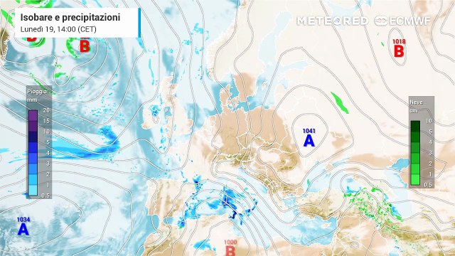 Dopo Harry, nuovi fronti spazzeranno l'Europa: massa d'aria dalla Groenlandia porterà neve in Spagna e poi Italia
