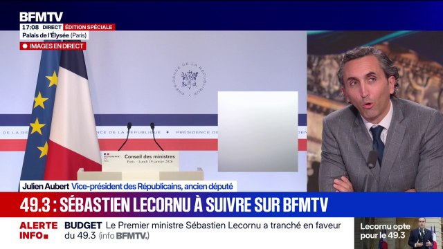 Adoption du budget par 49.3: Si j'étais député, je voterais la censure , affirme Julien Aubert, vice-président des Républicains