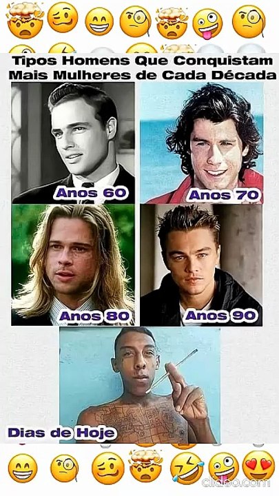 TIPOS DE HOMENS QUE MAIS CONQUISTARAM AS MULHERES POR DÉCADA #humor #piadascurtas #memes #piadas