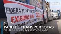 Transportistas paralizan obras del tren AIFA-Pachuca por más de cinco meses sin sueldo