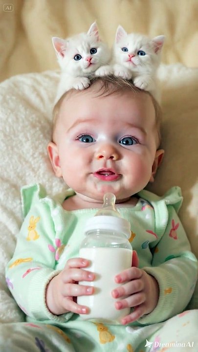 Dudi Dudi Dam Dam 😂 Kids Laughing with Cute Kitten | Fun & Happy Baby Moments