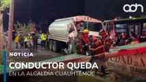 Hombre queda prensado tras brutal choque de pipa de agua en San Antonio Abad