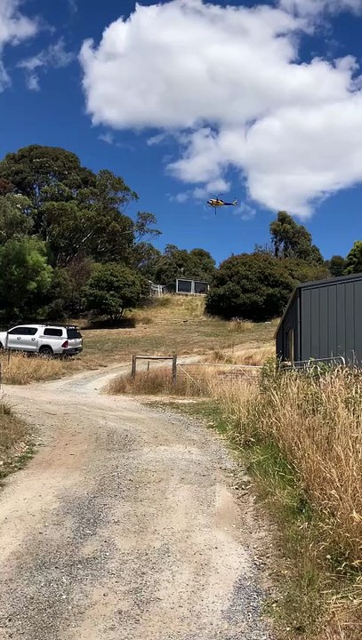 Helicopter bombs fire at Rosevears, Northern Tasmania