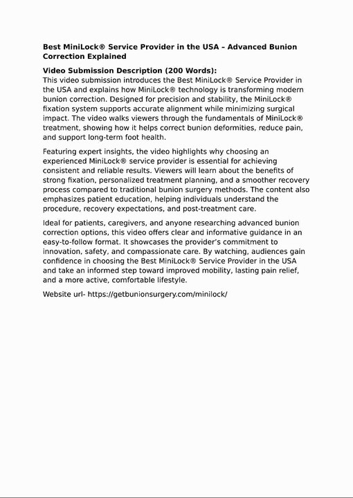 Best MiniLock® Service Provider in the USA – Advanced Bunion Correction Explained