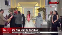 Amasya'da düğünde damada takı yerine çubuk kraker taktılar