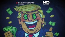 Ativistas projetam imagem satírica de Trump em Davos