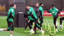 Liverpool squad training before traveling to Marseille
