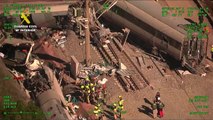 Imágenes aéreas de perros especialistas de Guardia Civil en la investigación del accidente