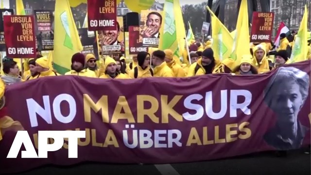 “Von der Leyen Go Home”: EU Farmers Protest Mercosur Trade Deal Outside European Parliament | APT