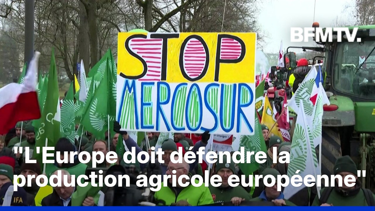 Mercosur: des milliers d'agriculteurs protestent devant le Parlement européen