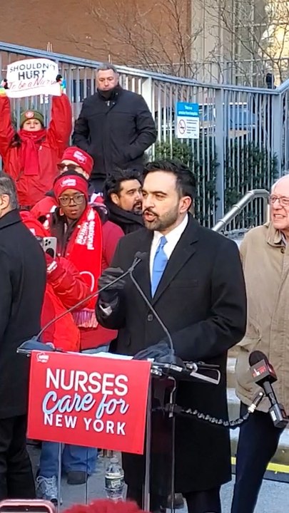 Mayor Zohran Mamdani and Sen. Bernie Sanders support striking nurses on picket line
