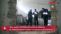 Rakka'da bir stadyuma kazılan tüneller ve hapishane görüntülendi