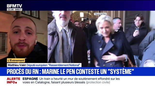Procès en appel du RN: On a bon espoir que la justice reconnaisse l'innocence de Marine Le Pen , déclare Matthieu Valet, député européen (RN)
