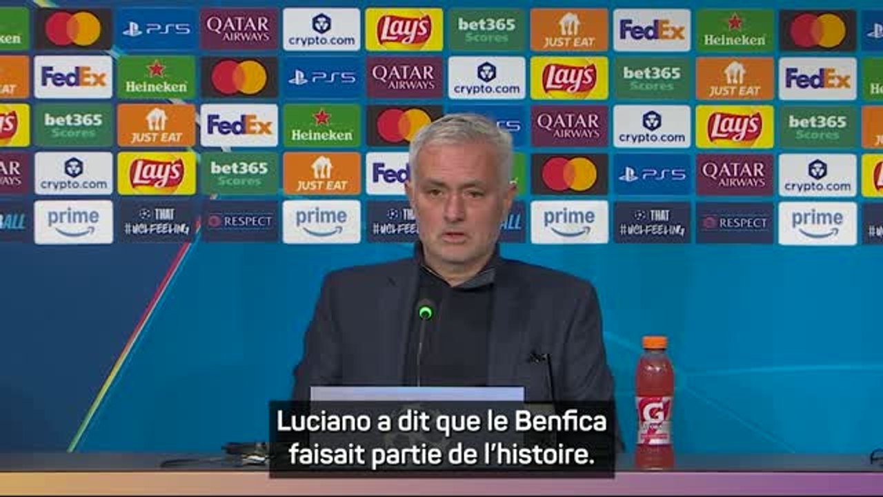Benfica - Mourinho remercie les mots de Spalletti à l'égard de son club