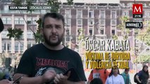 Óscar Kabata se crucifica frente a Palacio Nacional en demanda de justicia por tortura