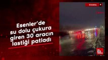 İstanbul'da su dolu çukura giren 30 aracın lastiği patladı