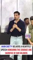 Ahan Shetty delivers a heartfelt speech Honouring the courage and sacrifice of our soldiers at the Border 2 event