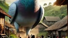 A big pigeon enters the village _ True story of the pigeon and the hen 😭 #ai #hen #pigeon #farmer