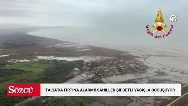 İtalya'da fırtınanın etkili olduğu Katanya kıyı şeridi, helikopterle görüntülendi