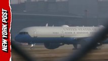 President Trump lands at Zurich Airport en route to Davos
