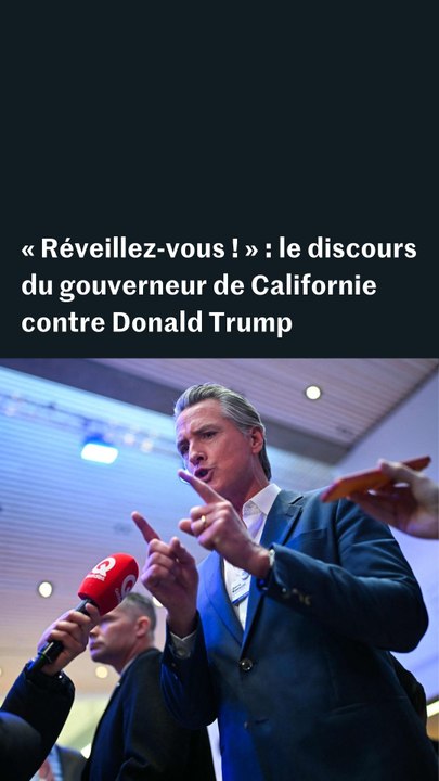 Les images du discours du gouverneur de Californie contre le président américain