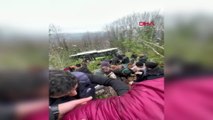 Kocaeli'de belediye otobüsü şarampole yuvarlandı! Çok sayıda yaralı var: Korku dolu dakikalar kamerada