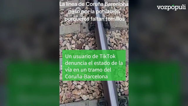 Un usuario de Tiktok muestra el estado de una vía Coruña-Barcelona: Faltan anclajes y tornillos