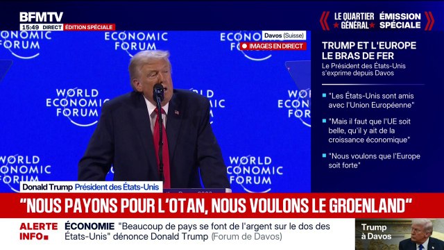 Les États-Unis sont de retour, plus grands et plus forts que jamais rappelle Donald Trump en conclusion de son discours à Davos