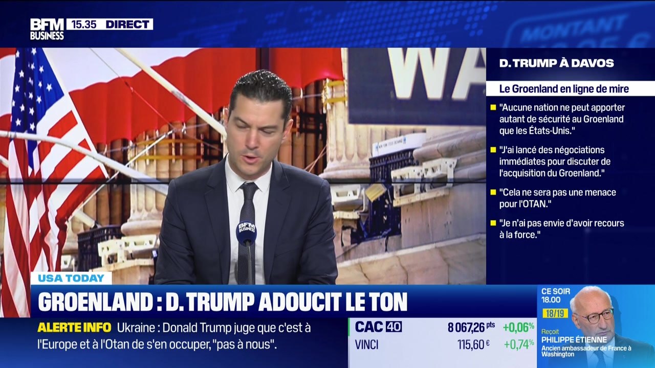 USA Today : "Wall Street réagit au discours de D. Trump à Davos", par John Plassard et Alexandre Baradez - 21/01