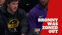 Bronny James appears zoned out as Austin Reaves tries to talk to him