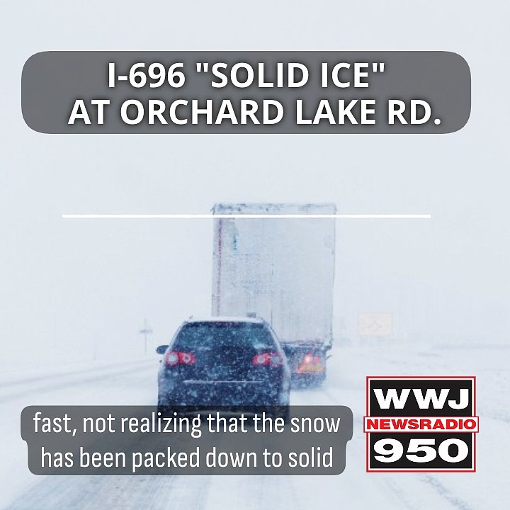 I-696 'solid ice' during winter storm in Metro Detroit
