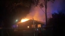 WATCH: A home on Alexandra Street in East Albury is destroyed by fire on Wednesday night.