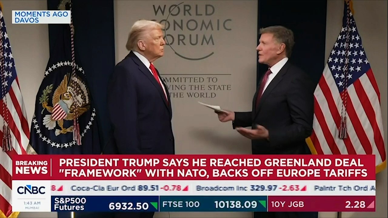 EXCLUSIVO CNBC: Trump detalha acordo sobre Groenlândia, defende ataque ao Irã e fala de Venezuela