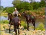 Cowboy al galoppo nel fiume
