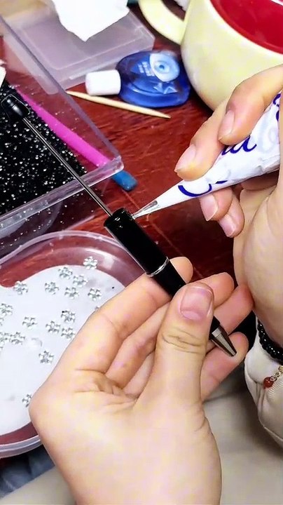 Multi-Color Beadable Clay Pens with AB Rhinestones Mini Cute Flowers Clear Rhinestones Inside