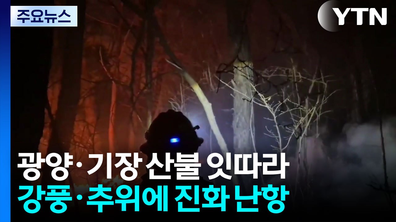 광양·기장 산불 진화...강풍·추위에 진화 난항 / YTN