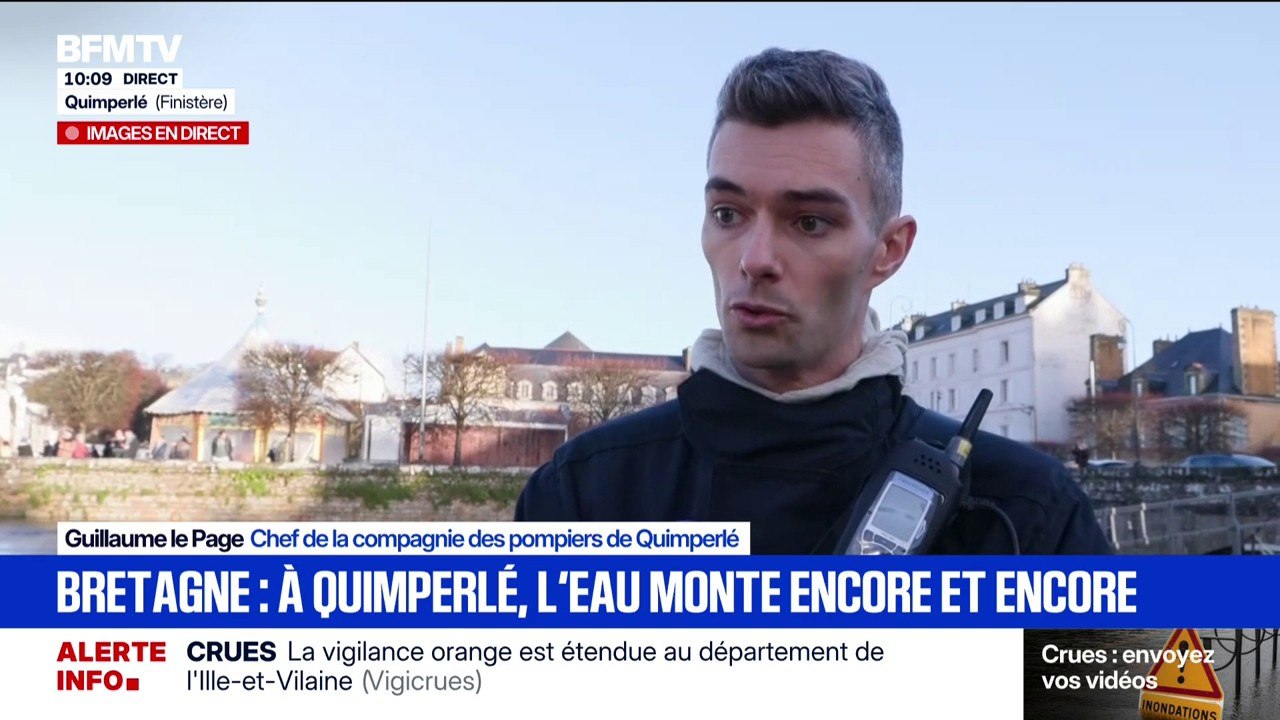 Inondations en Bretagne: “Nous ne sommes pas encore au pic de la crue”, prévient Guillaume Le Page, chef de la compagnie des pompiers de Quimperlé