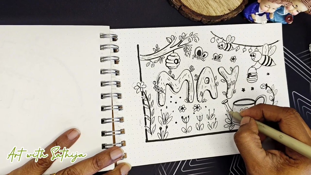 May Doodle Drawing | Easy Summer & Flower Theme Doodle Art for Beginners