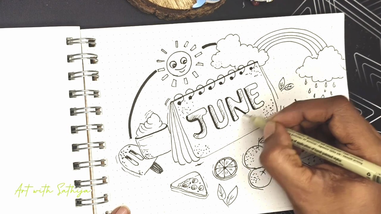June Doodle Drawing | Easy Summer Theme Doodle Art for Beginners